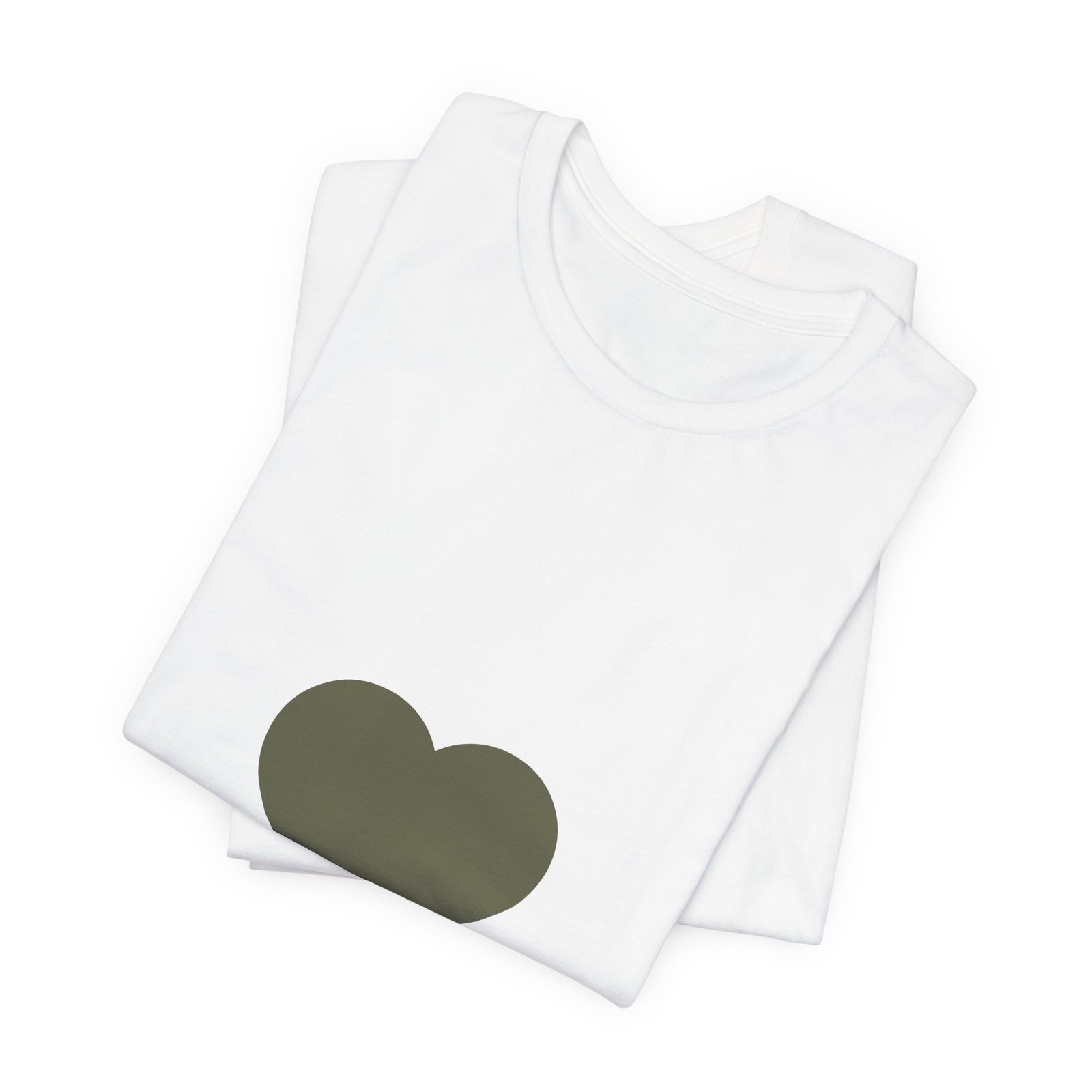 Minimal Olive Heart T-Shirt — Simple Center Heart Tee - Image 3
