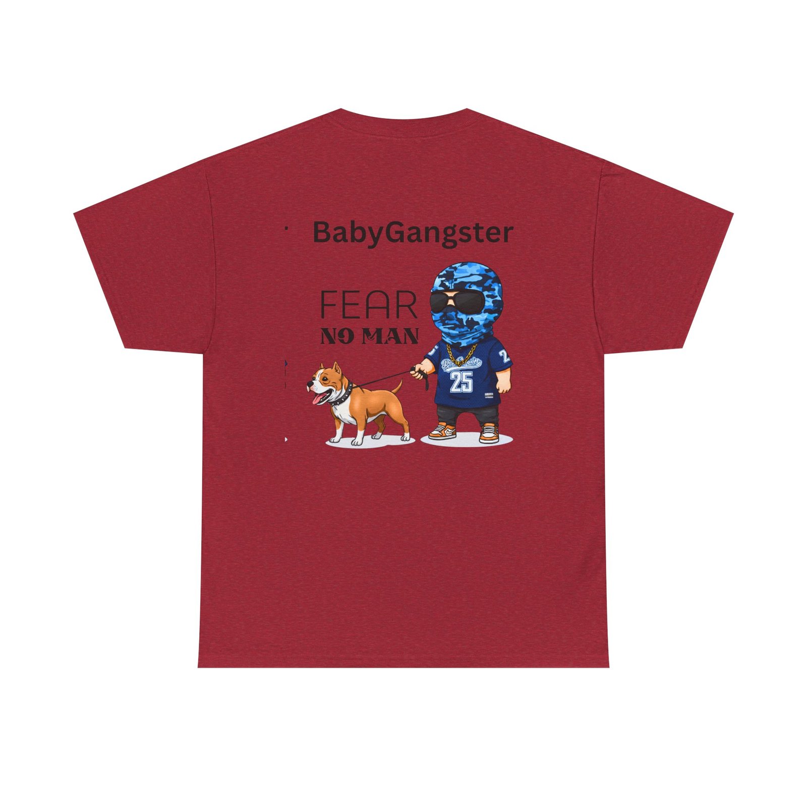 Fear No Man Tee — BabyGangster Graphic T‑Shirt with Helmeted Character & Dog - Image 30