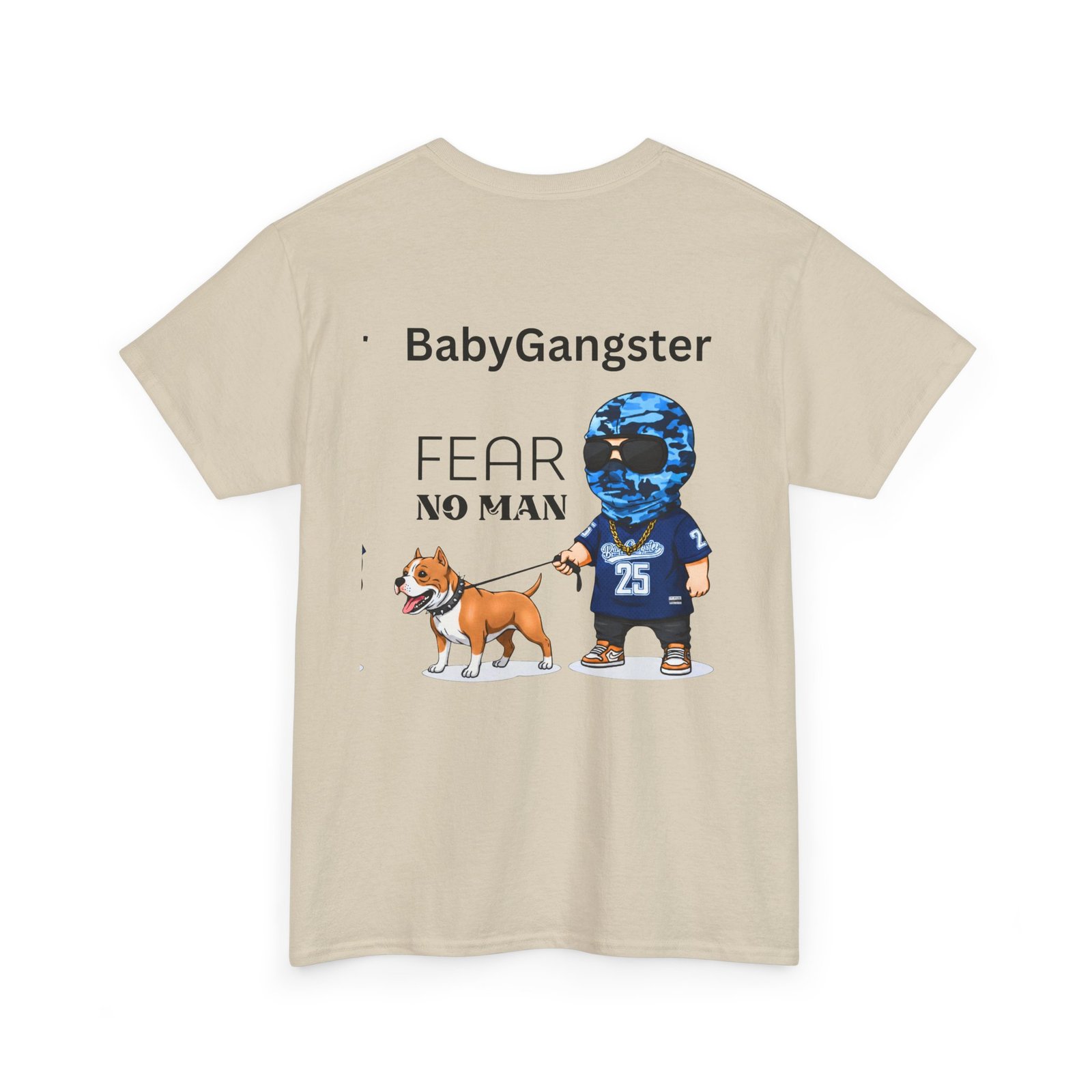 Fear No Man Tee — BabyGangster Graphic T‑Shirt with Helmeted Character & Dog - Image 12