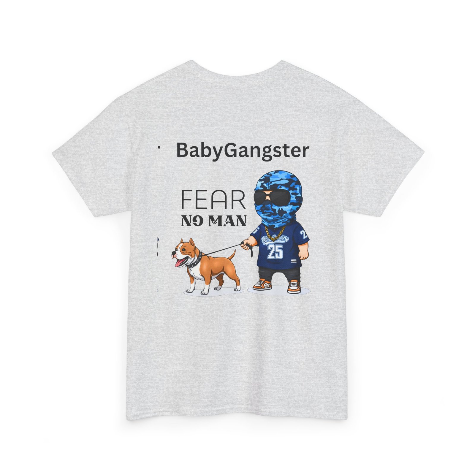 Fear No Man Tee — BabyGangster Graphic T‑Shirt with Helmeted Character & Dog - Image 8