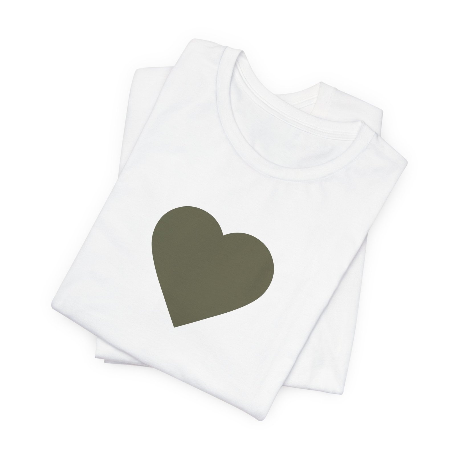 Minimal Olive Heart T-Shirt — Simple Center Heart Tee - Image 3