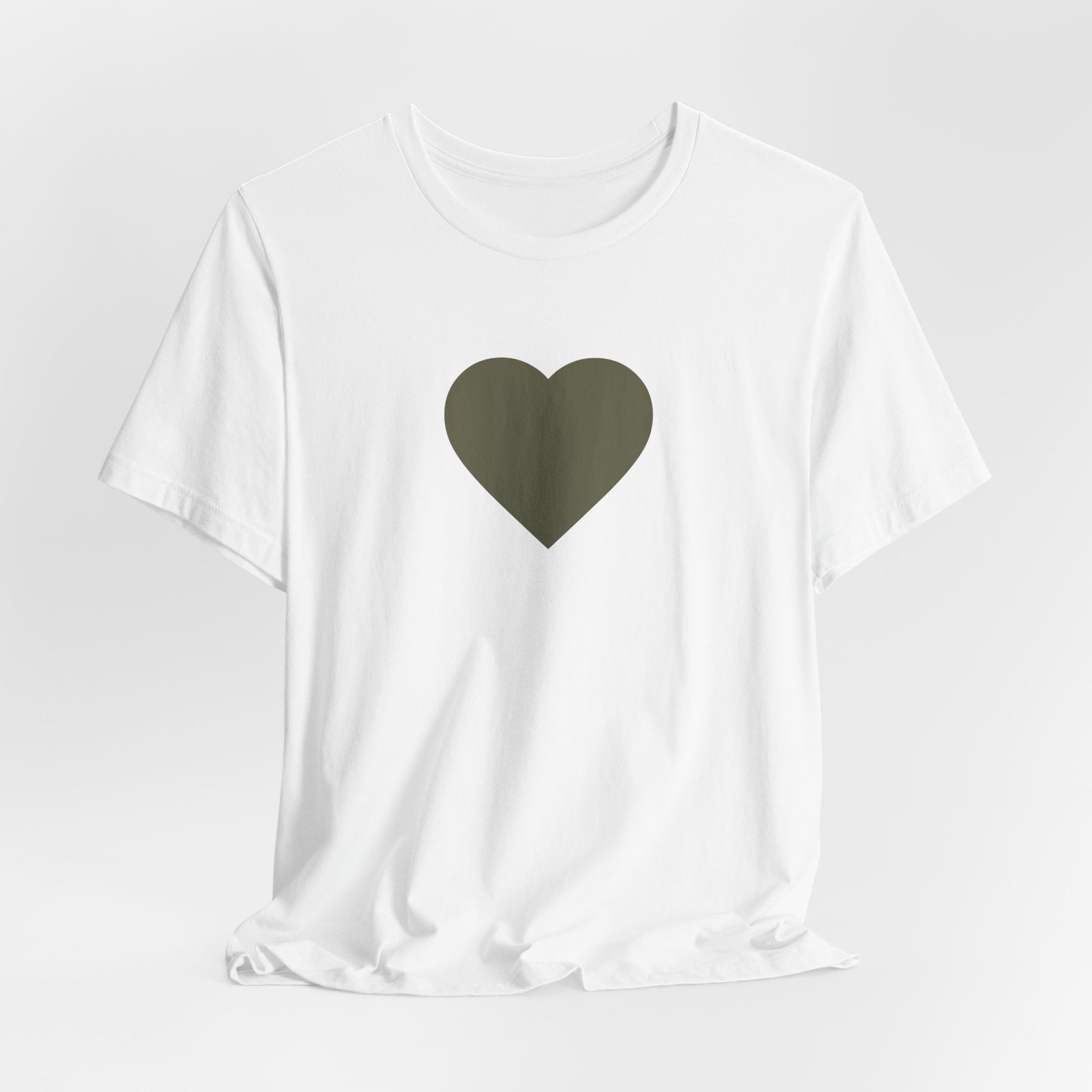 Minimal Olive Heart T-Shirt — Simple Center Heart Tee - Image 4