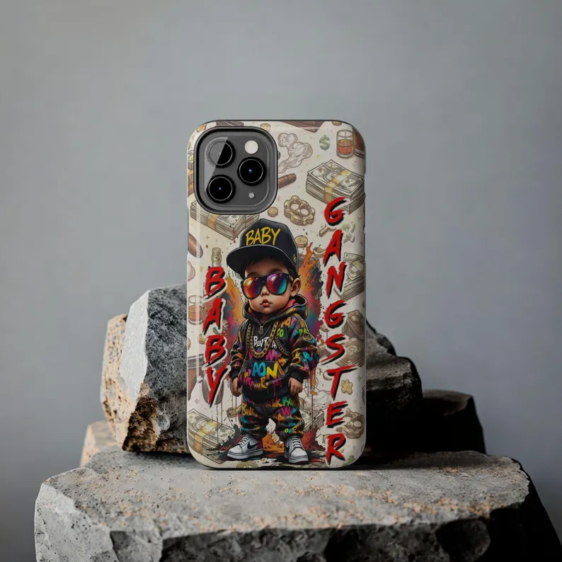 BABY GANGSTER™ Iphone phone case | Cute Urban Kid Illustration, Money Cigar Pattern - Image 3