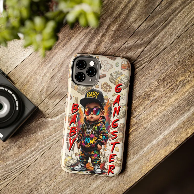 BABY GANGSTER™ Iphone phone case | Cute Urban Kid Illustration, Money Cigar Pattern - Image 2