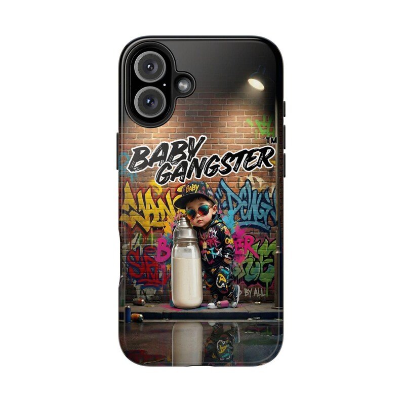 Baby Gangster Iphone Phone Case | Graffiti Urban Art, Baby with Bottle - Image 6