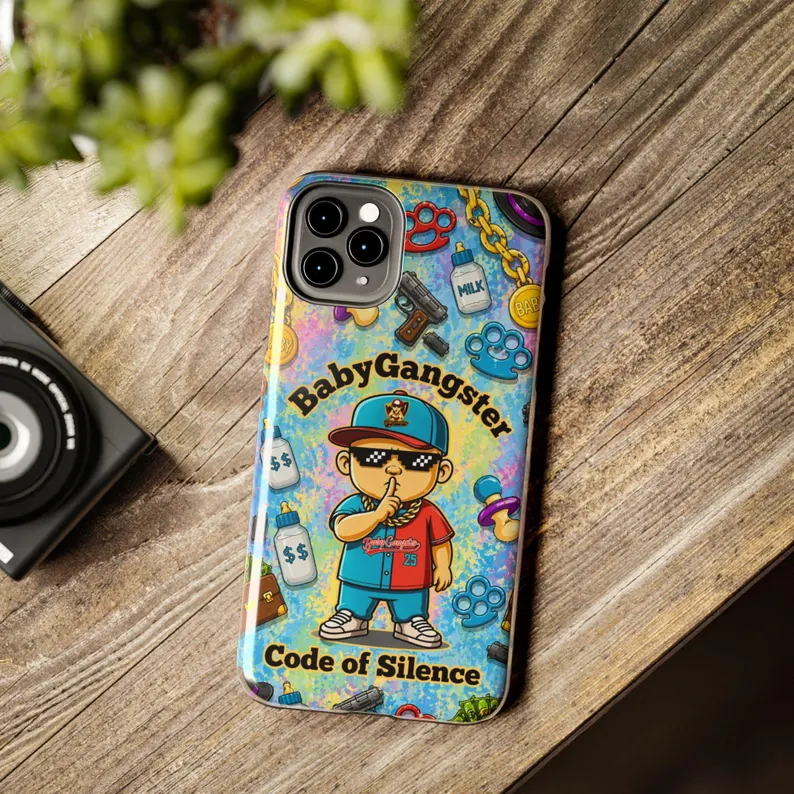 Baby Gangster Code of Silence Iphone Cellphone case | Cute gangster baby illustration - Image 3