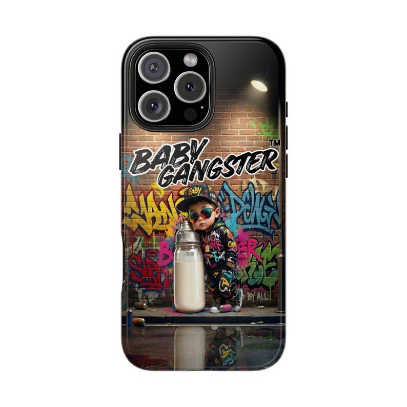 Baby Gangster Iphone Phone Case | Graffiti Urban Art, Baby with Bottle - Image 7