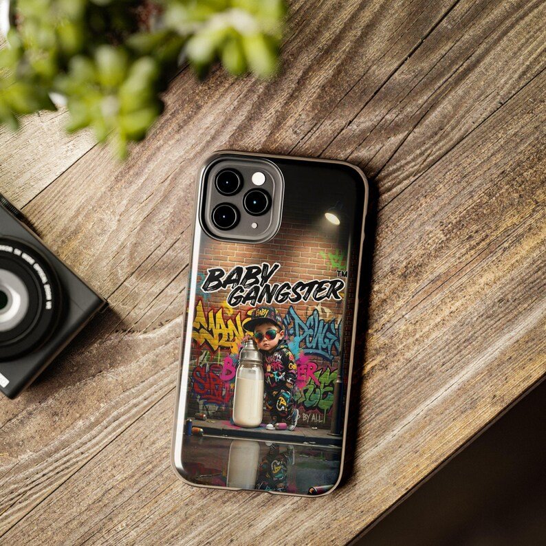 Baby Gangster Iphone Phone Case | Graffiti Urban Art, Baby with Bottle - Image 3