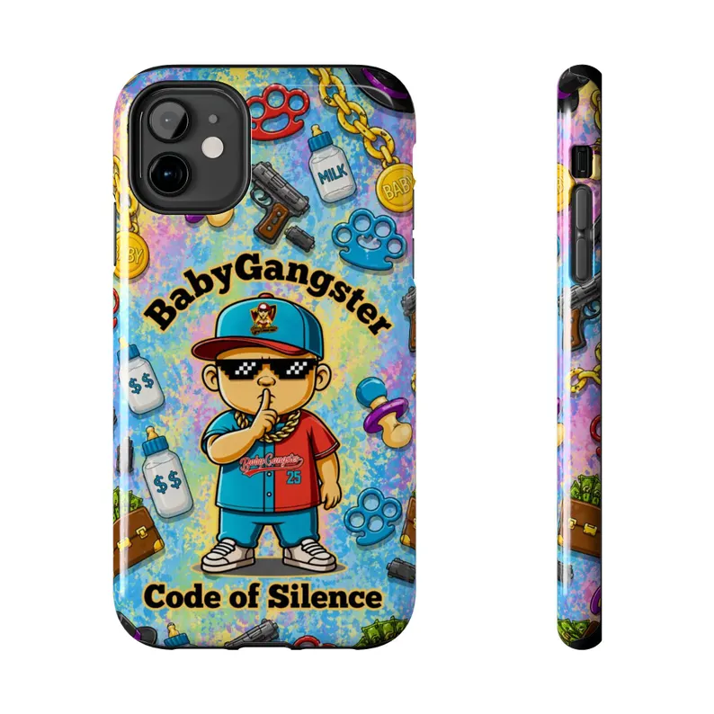 Baby Gangster Code of Silence Iphone Cellphone case | Cute gangster baby illustration - Image 8