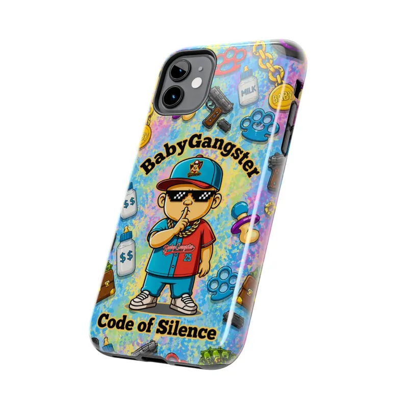 Baby Gangster Code of Silence Iphone Cellphone case | Cute gangster baby illustration - Image 7