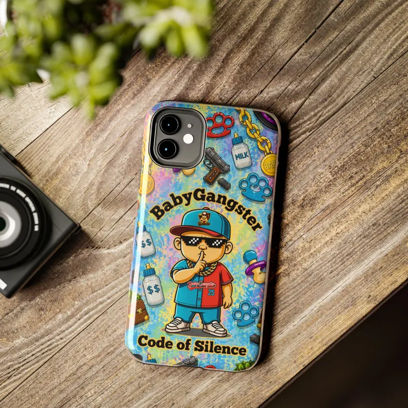 Baby Gangster Code of Silence Iphone Cellphone case | Cute gangster baby illustration - Image 6