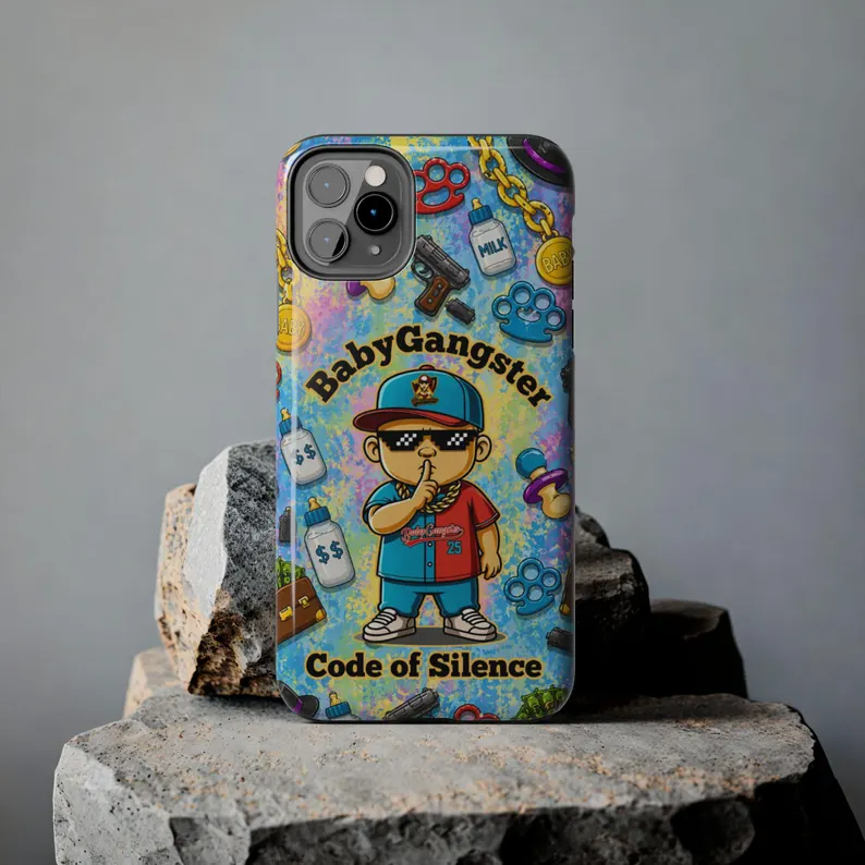 Baby Gangster Code of Silence Iphone Cellphone case | Cute gangster baby illustration - Image 4