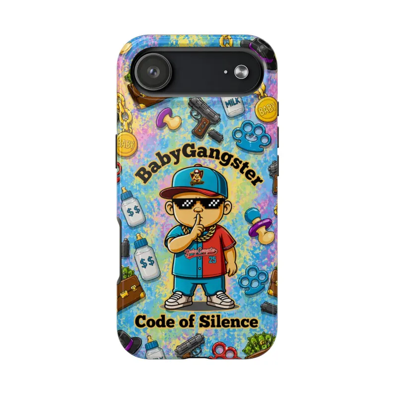 Baby Gangster Code of Silence Iphone Cellphone case | Cute gangster baby illustration - Image 2